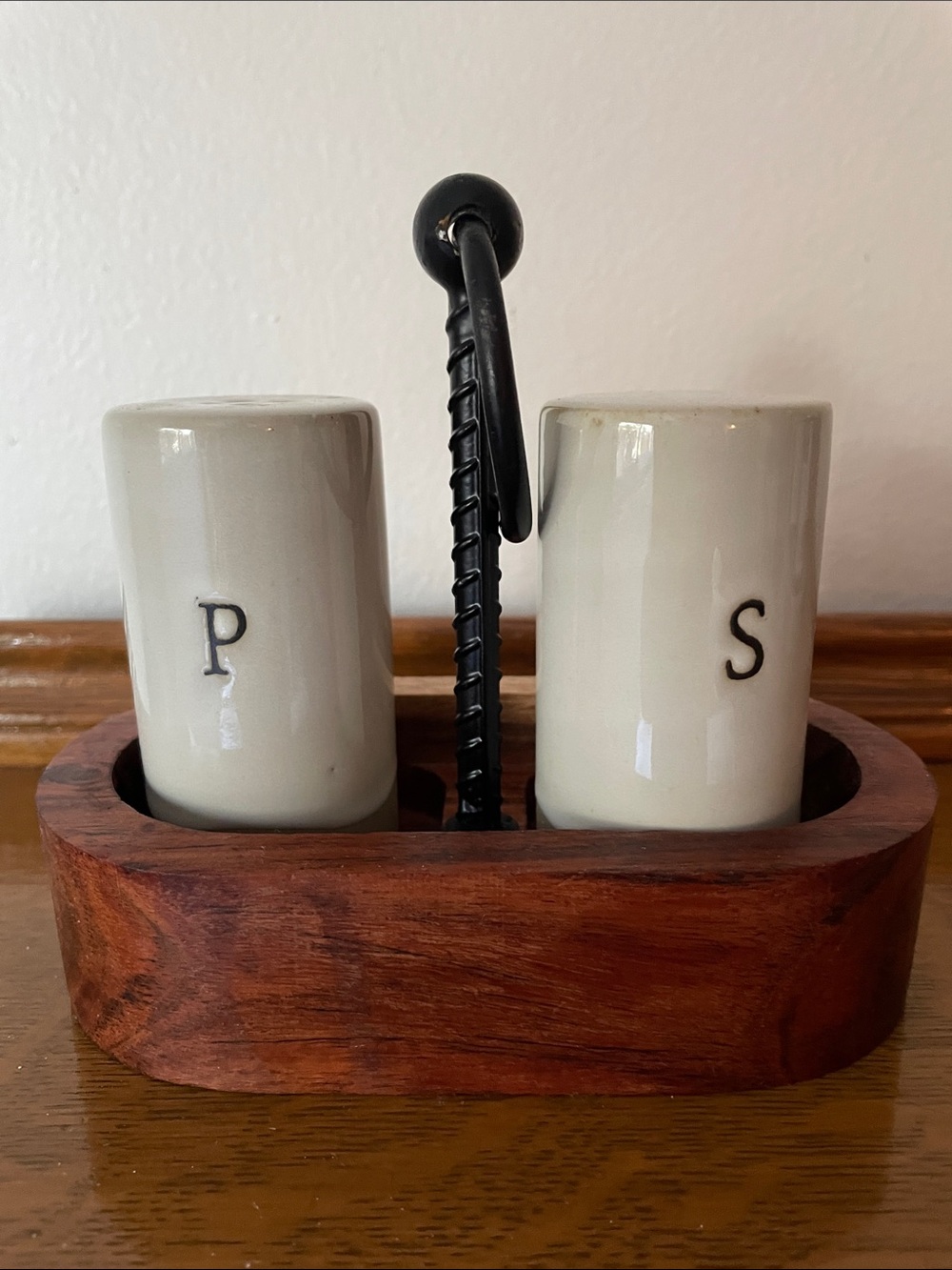 Hearth and Hand Salt/Pepper Shakers in wooden holder